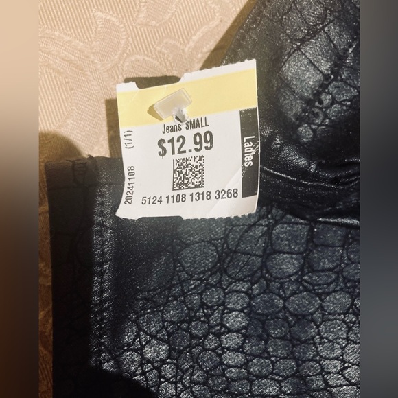 NWT Pretty Little Thing Pants 14 Jr Stretch Faux Leather Vegan Reptile Boot Cut - Picture 5 of 6